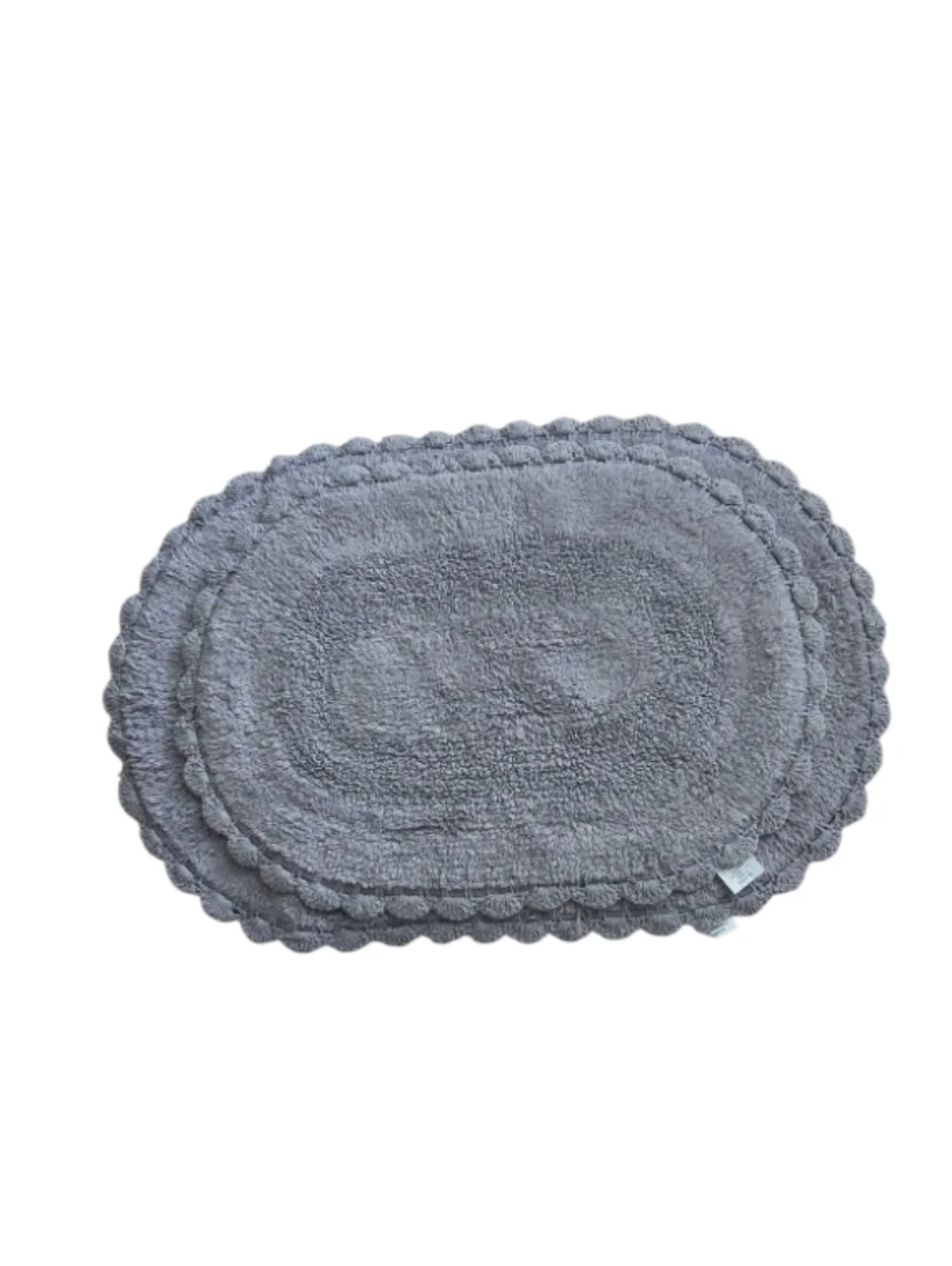 2-piece set of oval cotton bath rugs featuring a crochet border